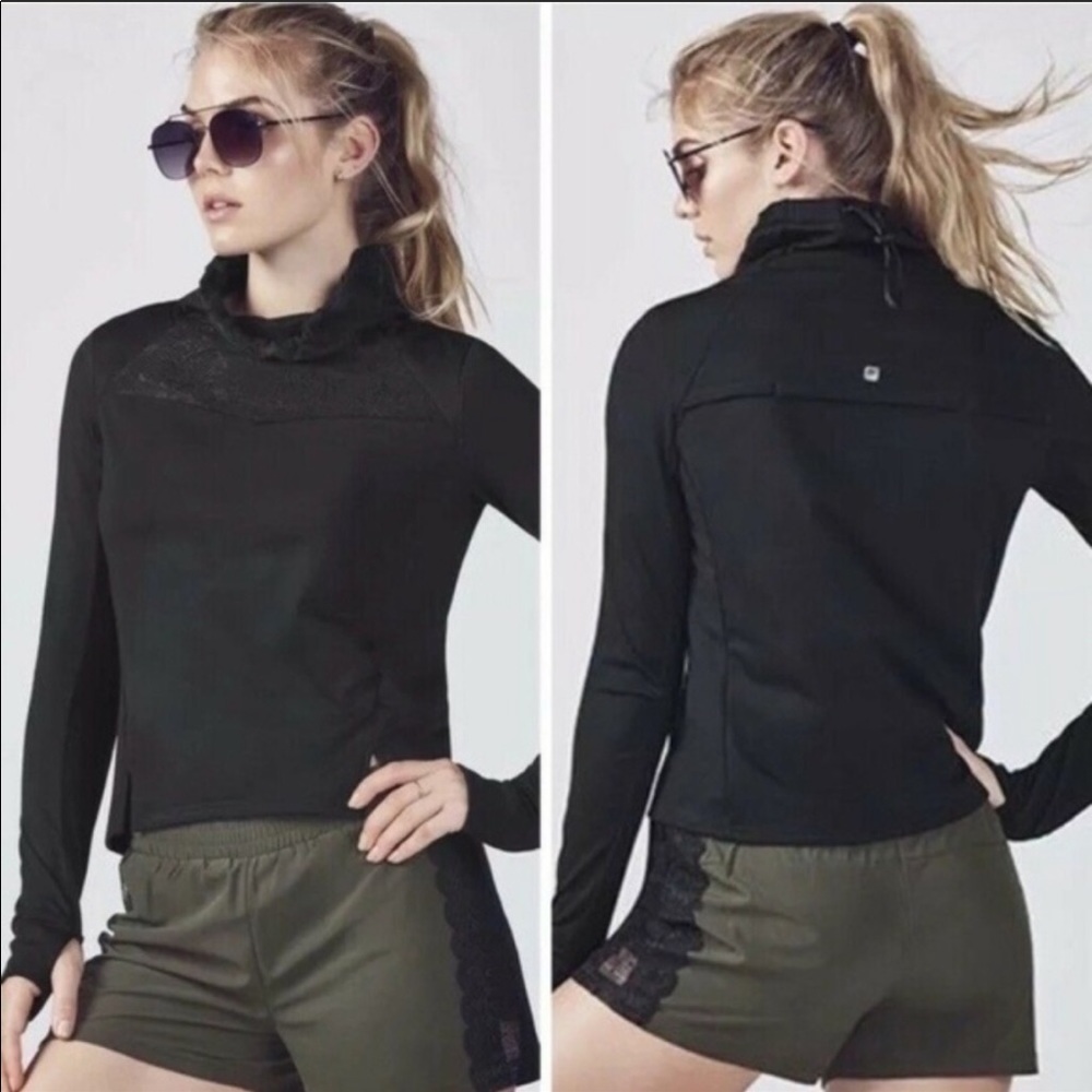 Fabletics Black Long Sleeve Funnel Neck Pullover
